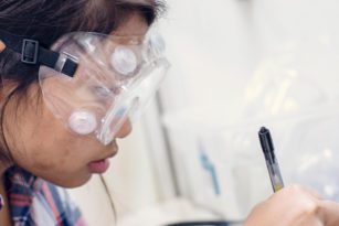 female student working in lab