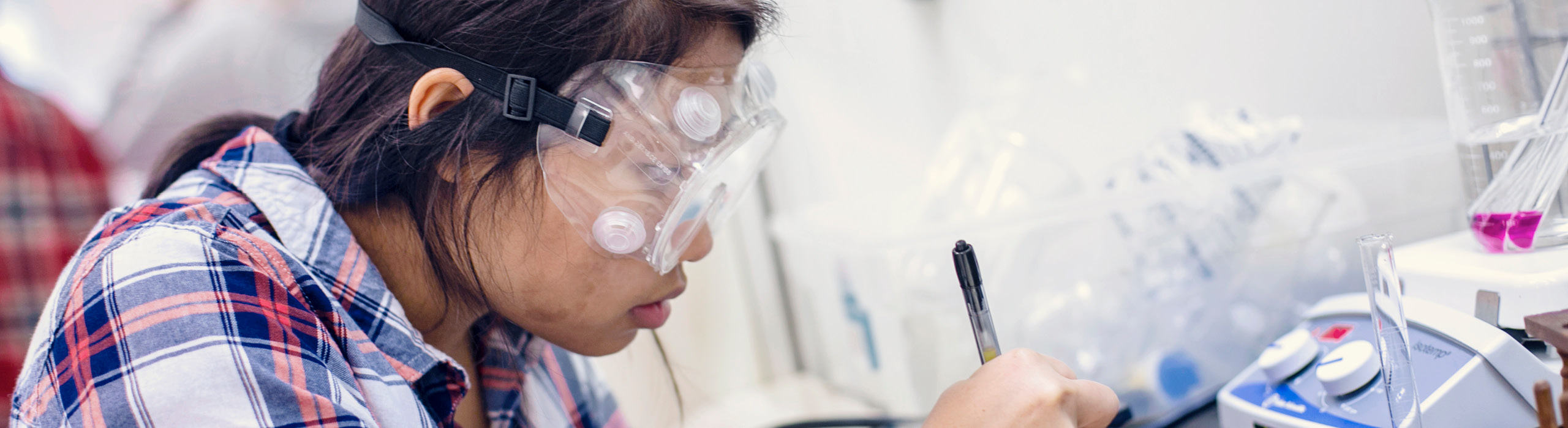 female student working in lab