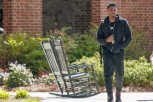 Two students walking together on campus