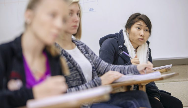 Students paying attention in class