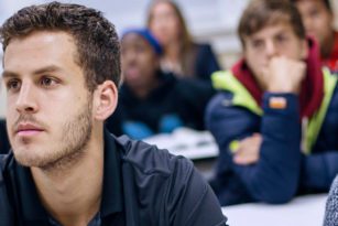 students listening in class