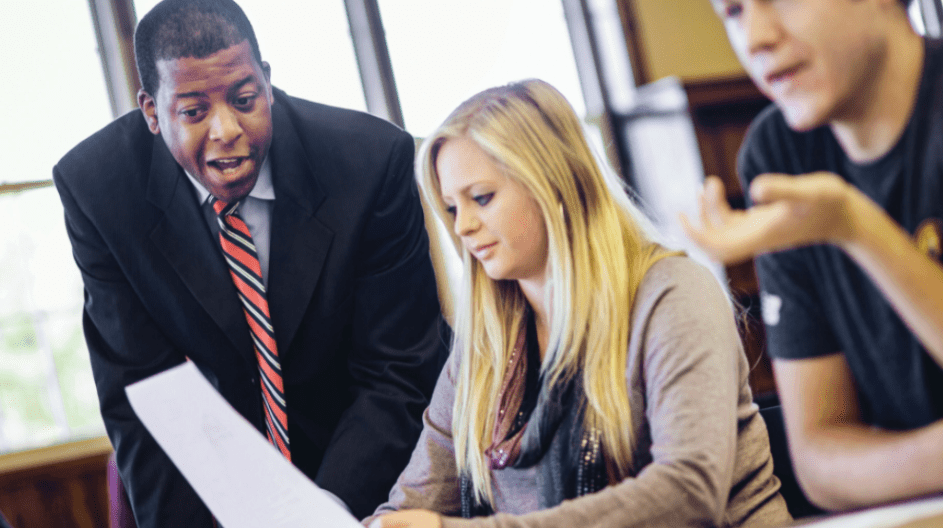 Dr. Gross discussing with Student